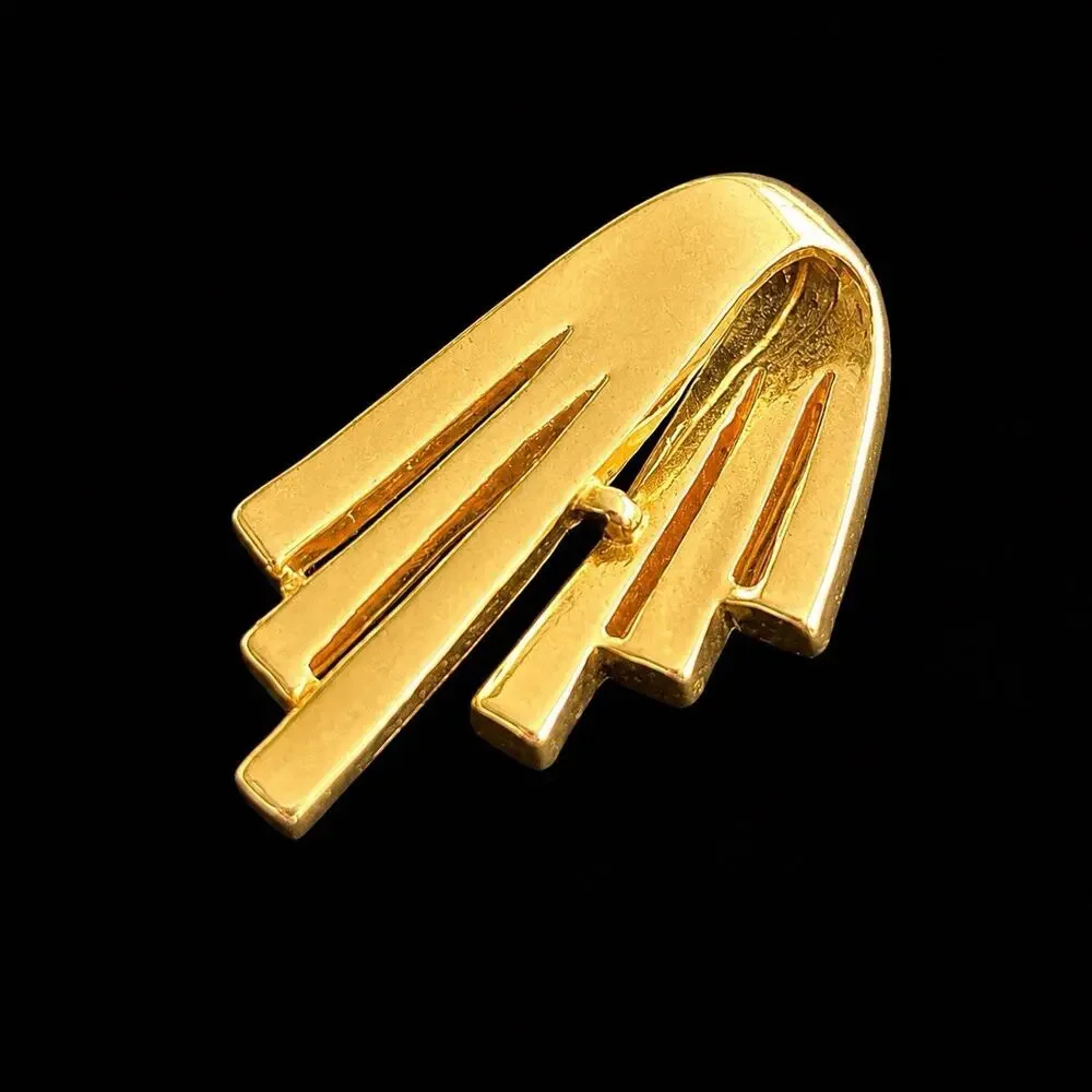 Vintage Gold Tone Rhinestone Pendant Slide Art Deco Style Channel Set 1.5